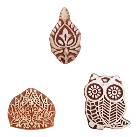 Set of 3 Piece New Mix Wooden Printing Blocks